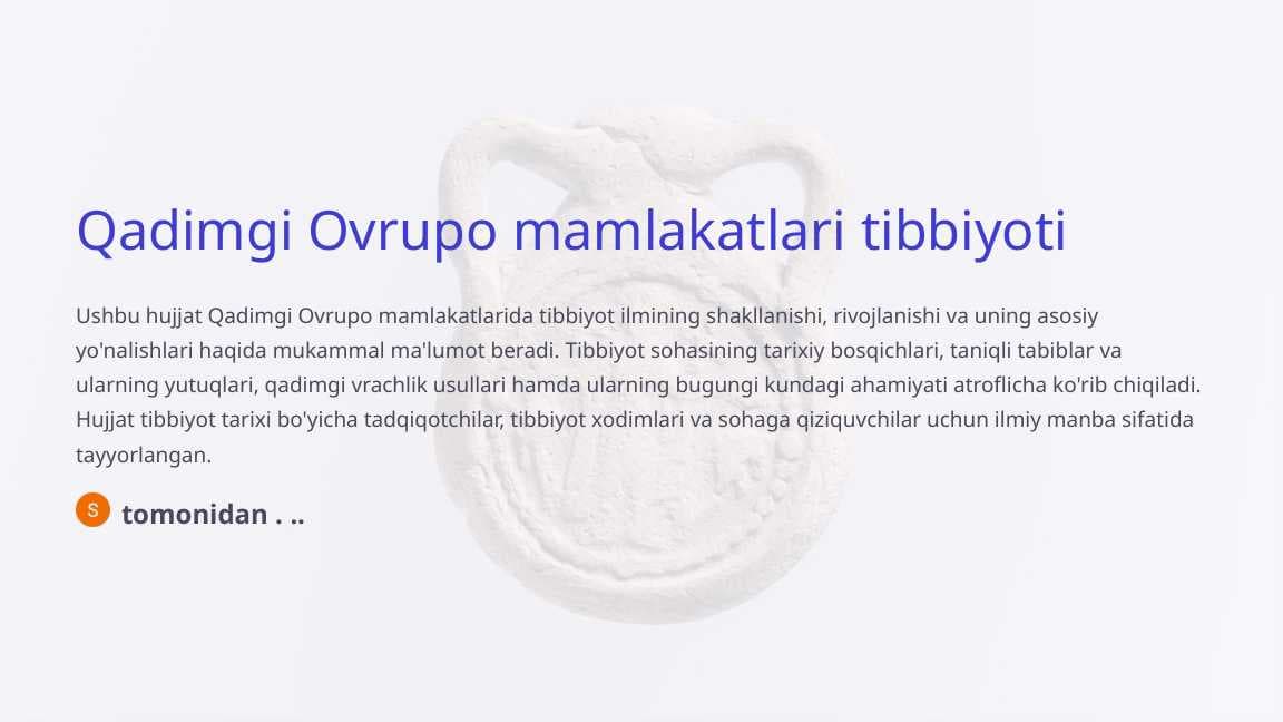 Qadimgi Ovrupo mamlakatlari tibbiyoti