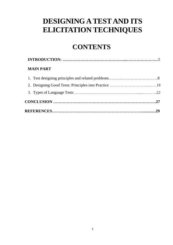 DESIGNING A TEST AND ITS ELICITATION TECHNIQUES