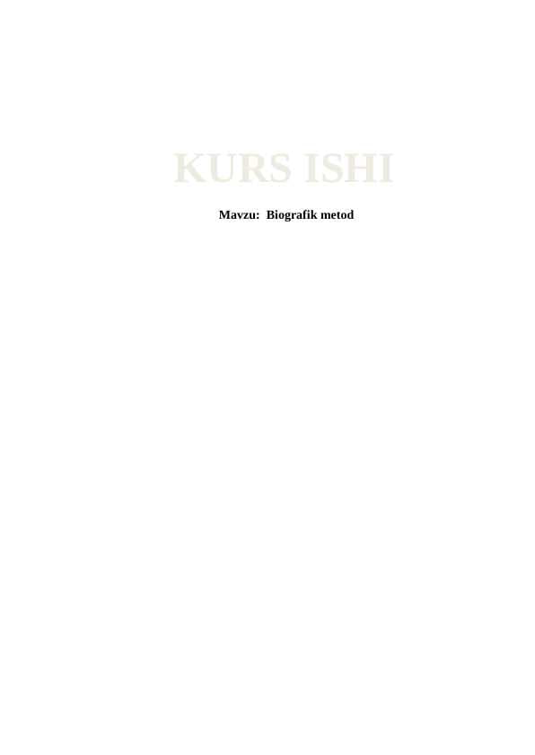 Biografik metod