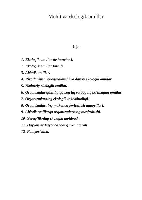 ekologik omillar