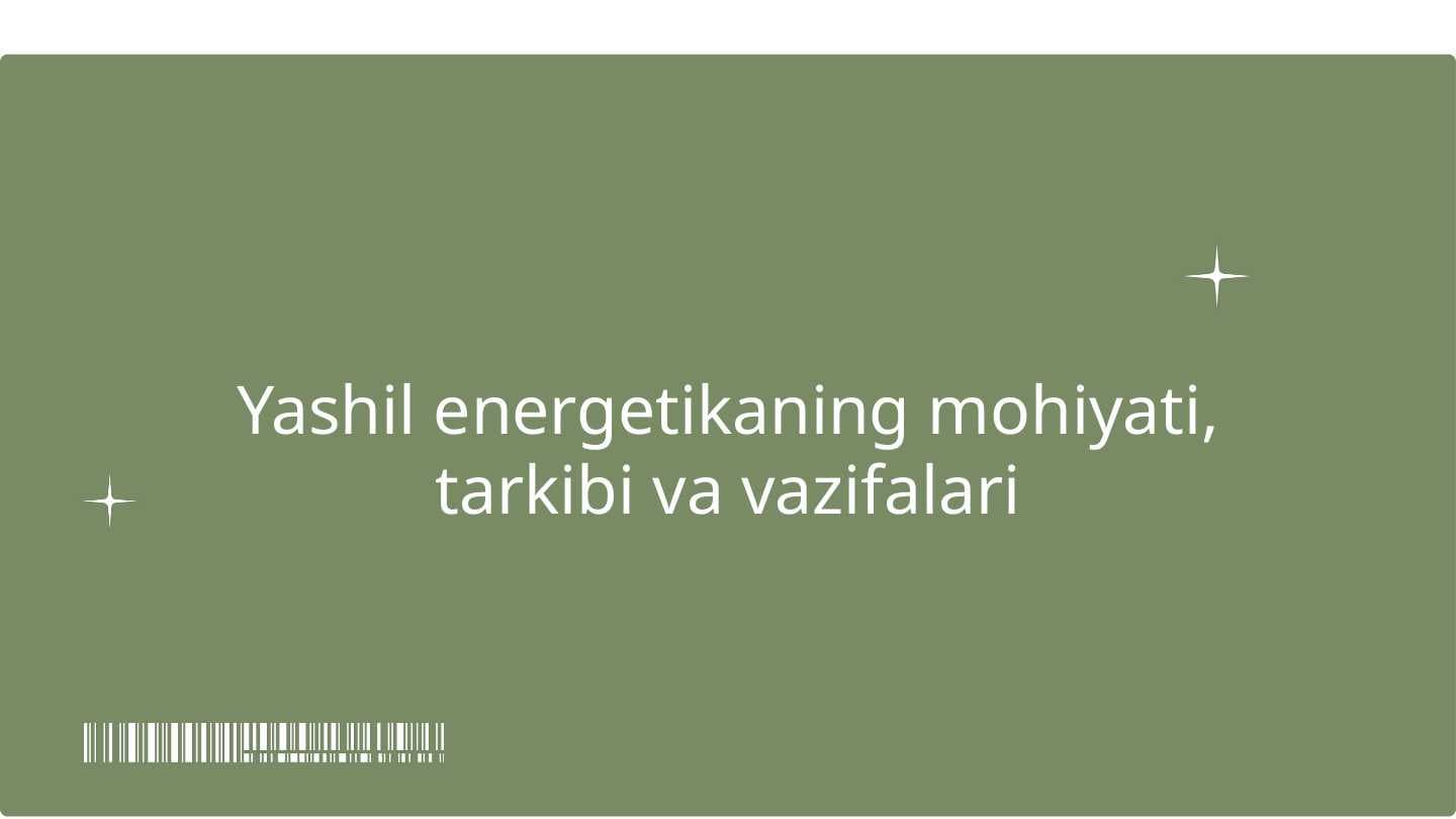 Yashil energetikaning mohiyati, tarkibi va vazifalari