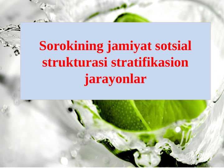Sorokining jamiyat sotsial strukturasi stratifikasion jarayonlar