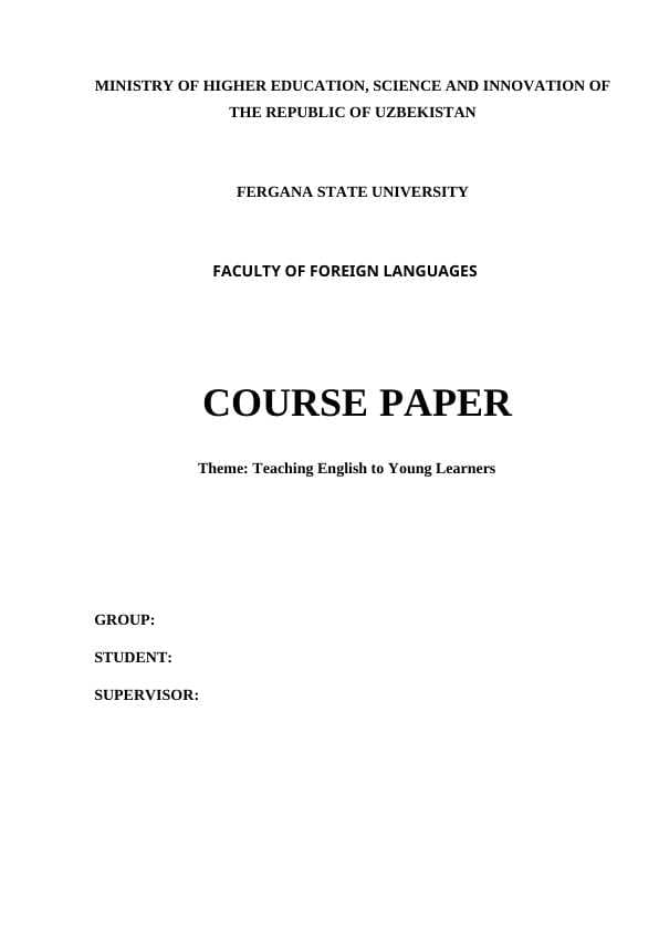 Teaching English to Young Learners