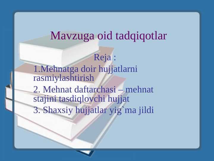 Mavzuga oid tadqiqotlar