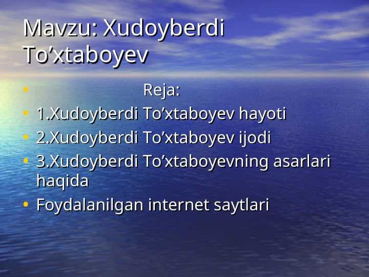 Xudoyberdi To'xtaboyev hayoti va ijodi