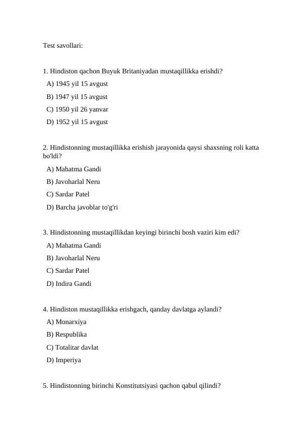 Hindiston test 30 ta