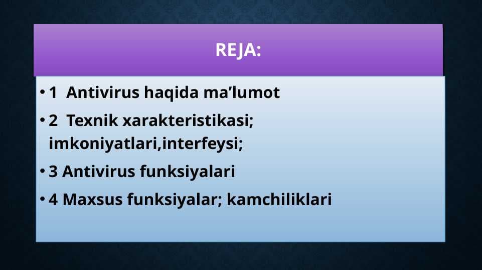 Texnik xarakteristika