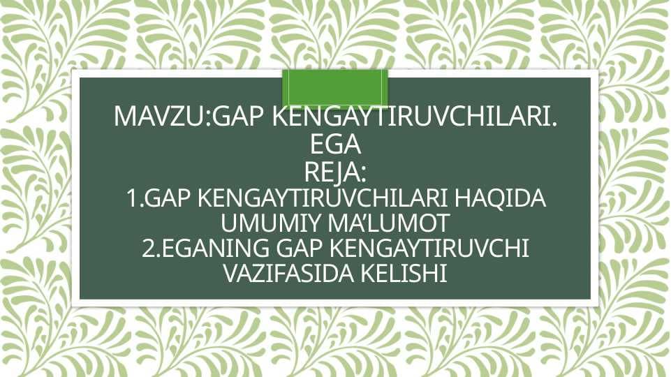 gap kengaytiruvchilari. ega