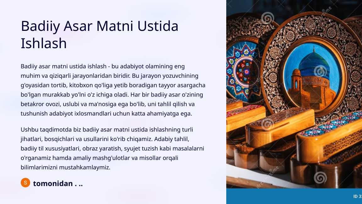 Badiiy Asar Matni Ustida Ishlash