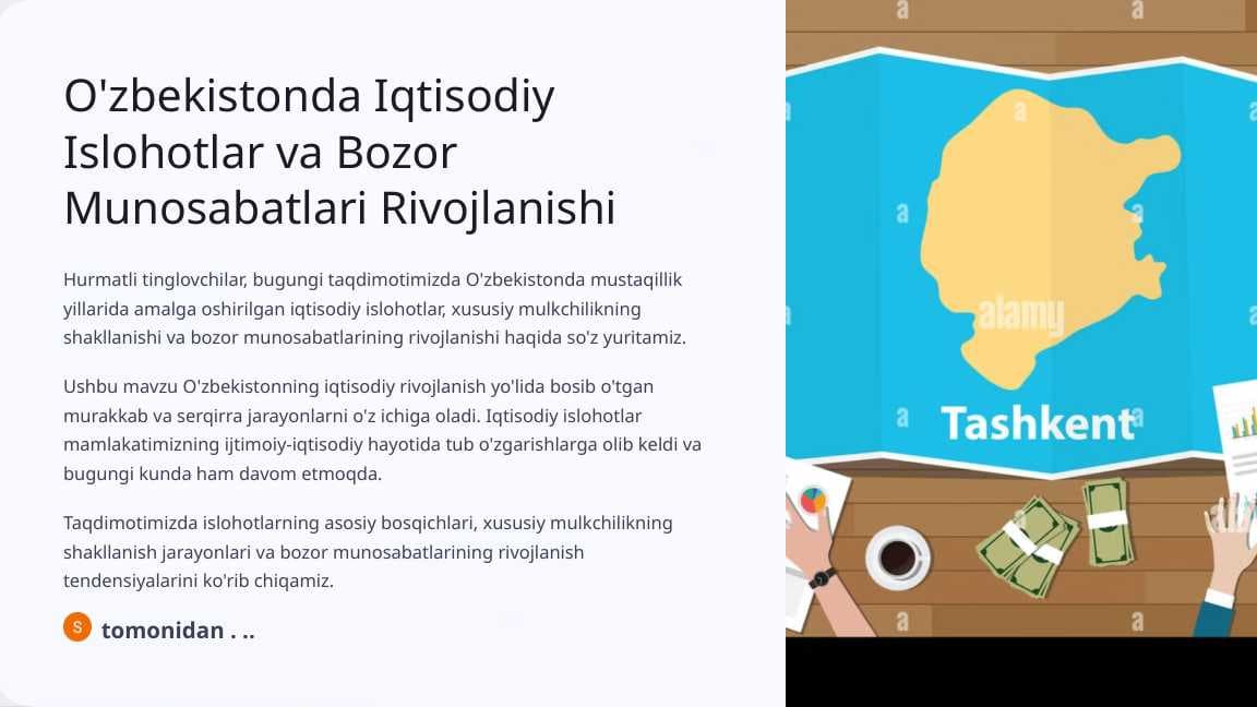 O'zbekistonda Iqtisodiy Islohotlar va Bozor Munosabatlari Rivojlanishi
