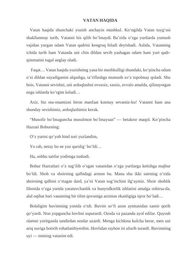 VATAN HAQIDA