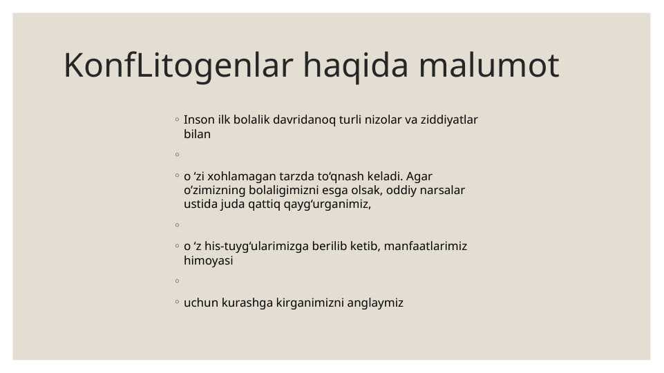 KonfLitogenlar haqida malumot