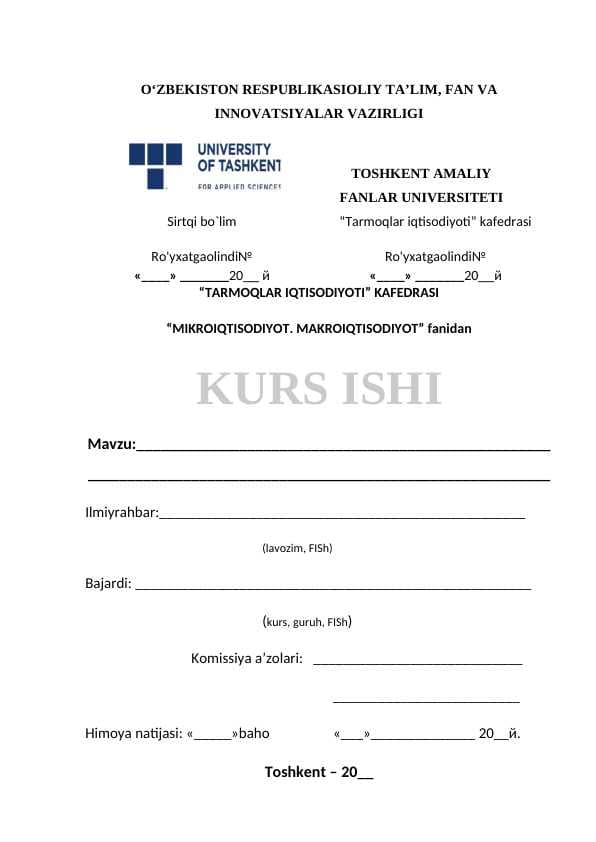 MAS’ULIYATI CHEKLANGAN VA QO’SHIMCHA MAS’ULIYATLI JAMIYATLARNING TASHKILIY IQTISODIY ASOSLARI KURS ISHI