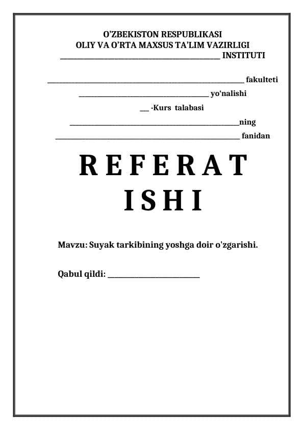 Suyak tarkibining yoshga doir o'zgarishi