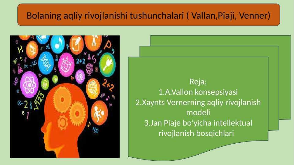 Bolaning aqliy rivojlanishi tushunchalari ( Vallan,Piaji, Venner) 25.pptx
