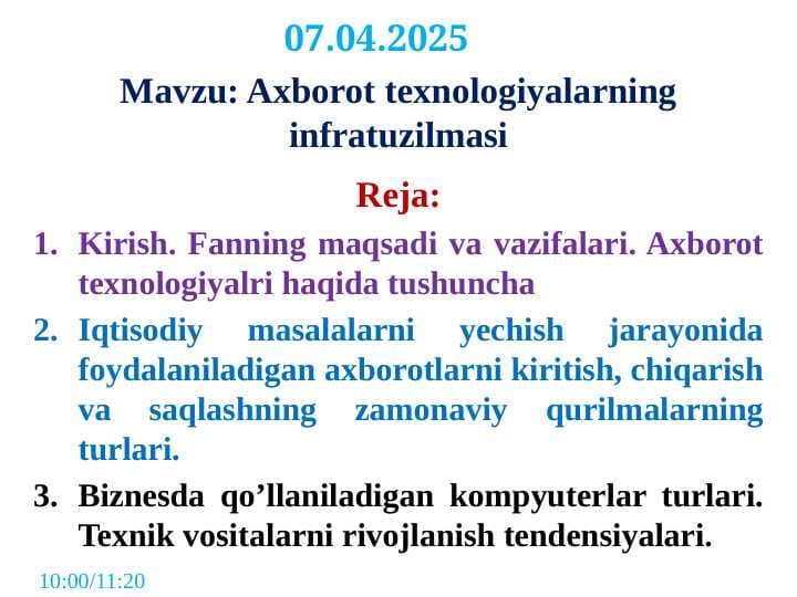 Axborot texnologiyalarning infratuzilmasi