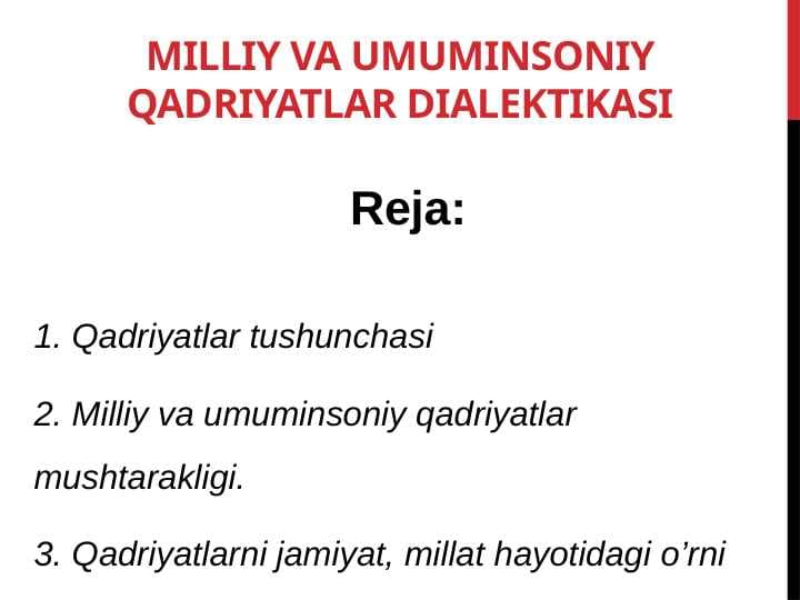 Milliy va umuminsoniy qadriyatlar