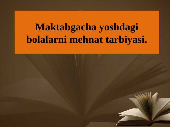 Maktabgacha yoshdagi bolalarni mehnat tarbiyasi.