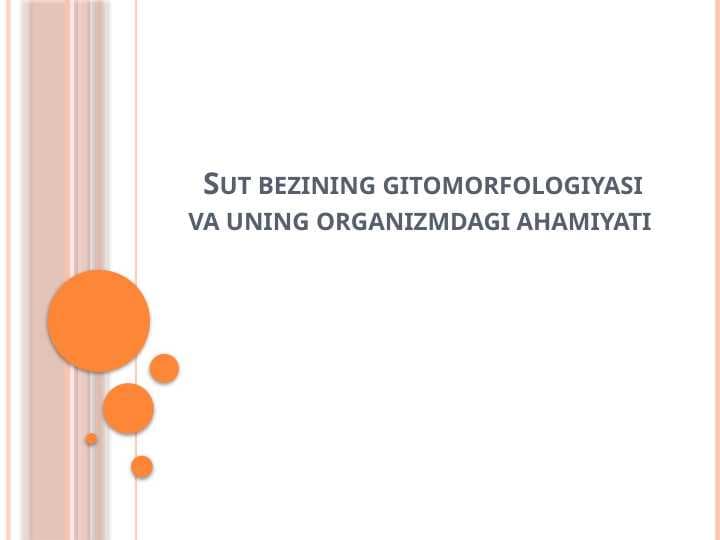 Sut bezining gitomorfologiyasi va uning organizmdagi ahamiyati