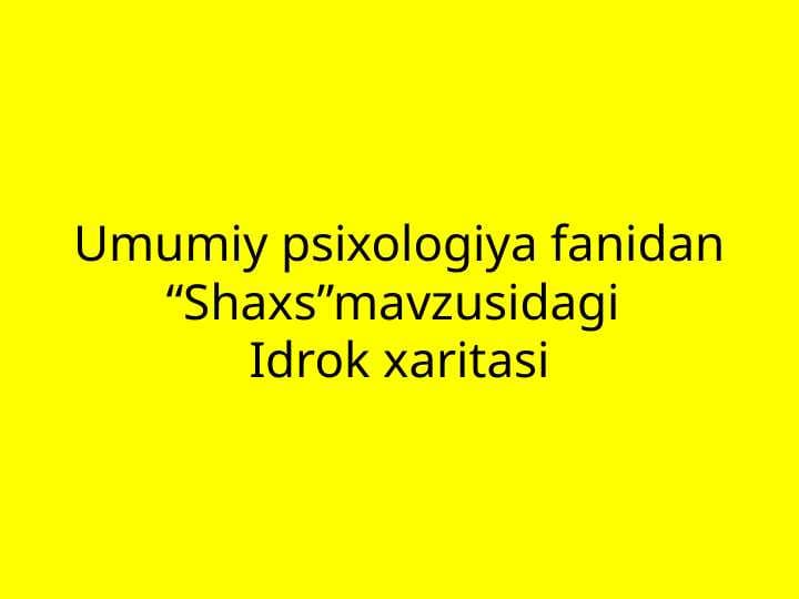 Shaxs Idrok xaritasi