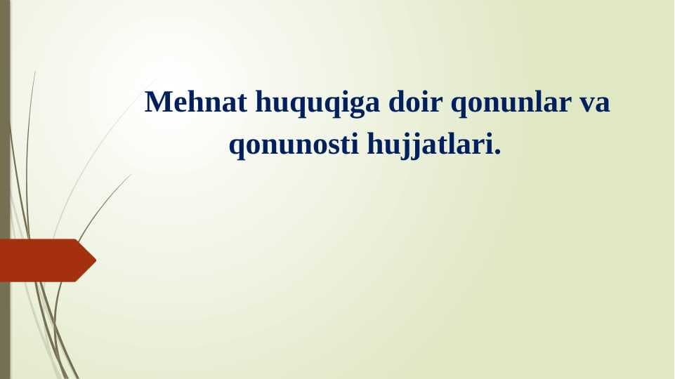Mehnat huquqiga doir qonunlar va qonunosti hujjatlari