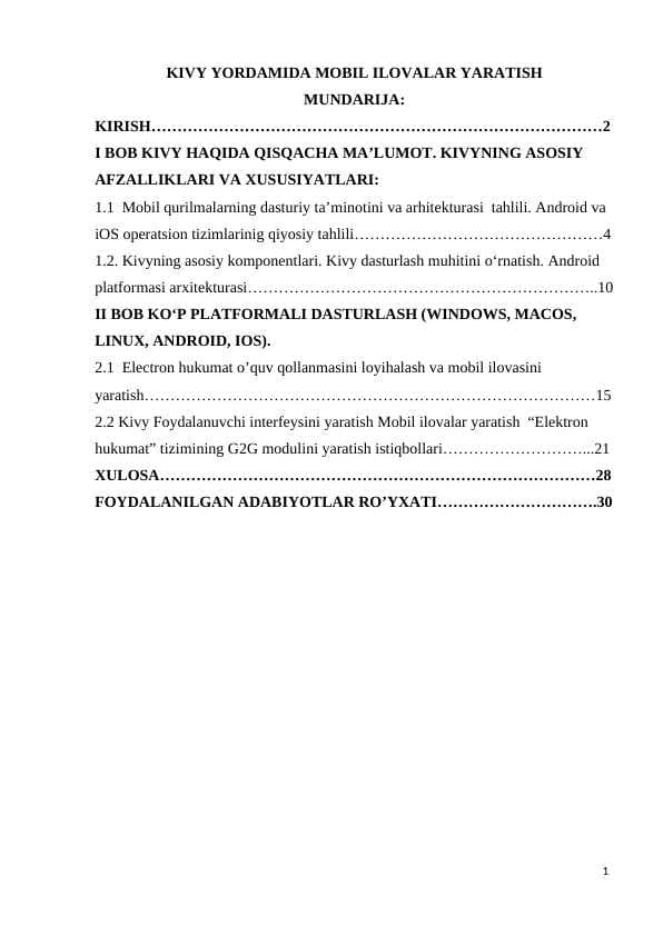 KIVY YORDAMIDA MOBIL ILOVALAR YARATISH