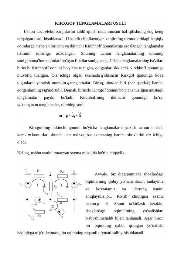 KIRXGOF TENGLAMALARI USULI