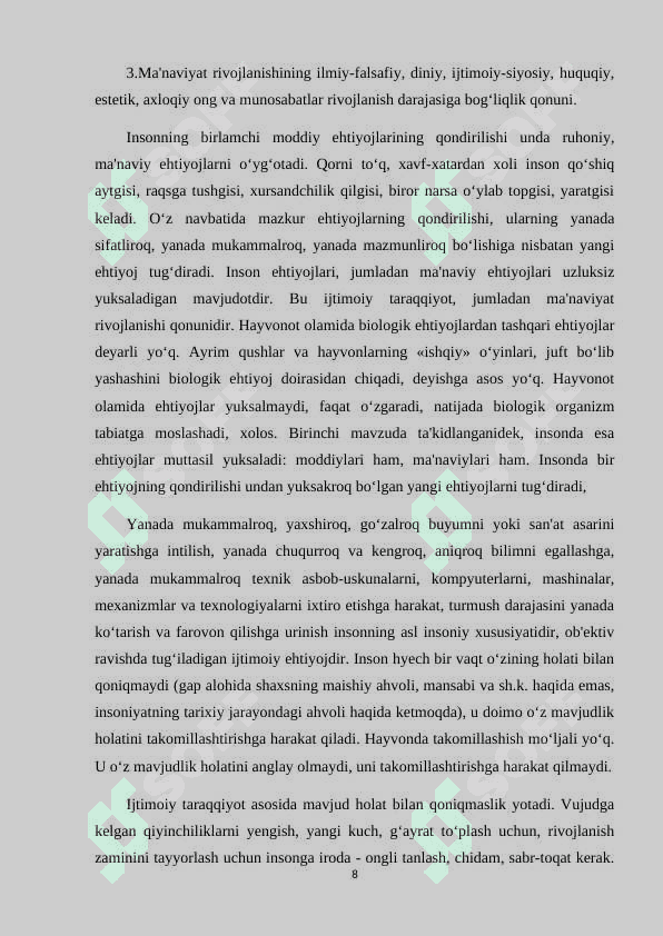 Ma'naviyatning rivojlanish qonunlari