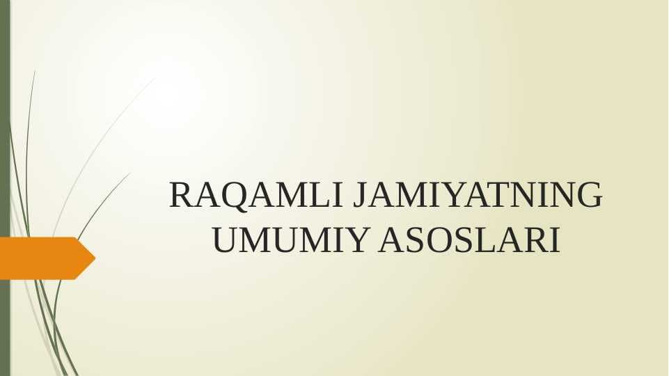 RAQAMLI JAMIYATNING UMUMIY ASOSLARI