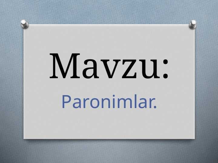 Paronimlar