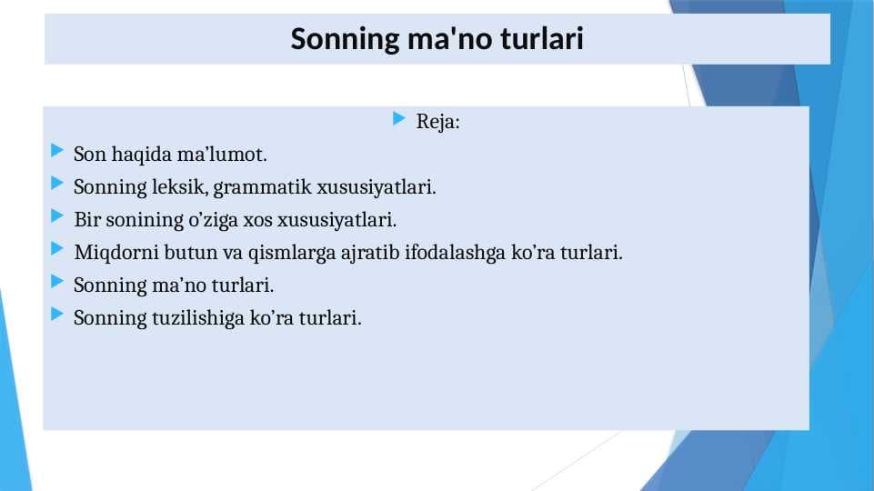 Sonning ma'no turlari