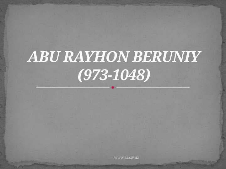 ABU RAYHON BERUNIY