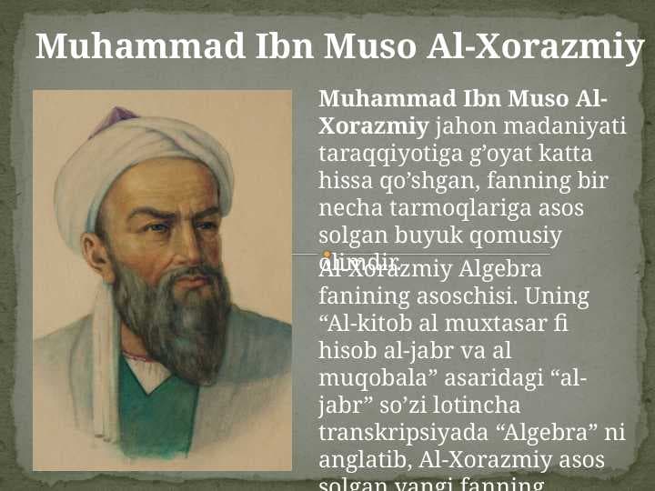 Muhammad Ibn Muso Al-Xorazmiy