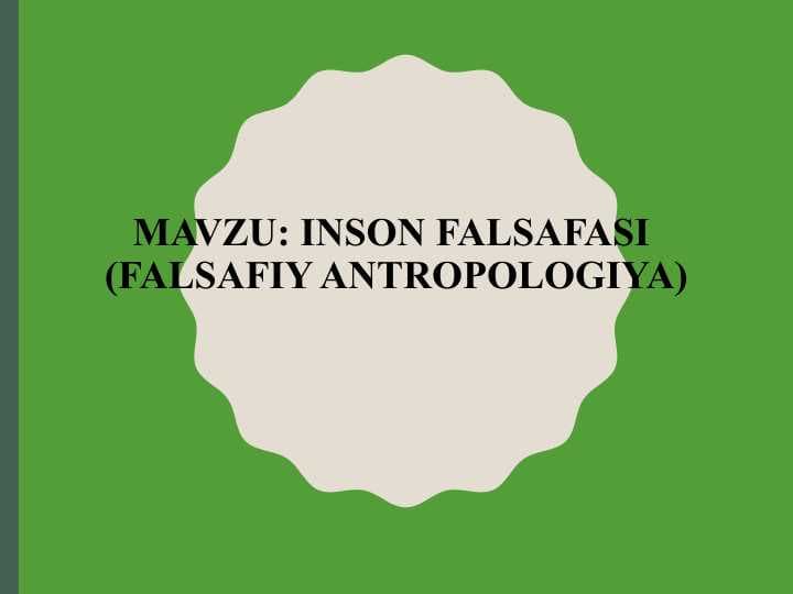 Inson falsafasi (Falsafiy antropologiya)