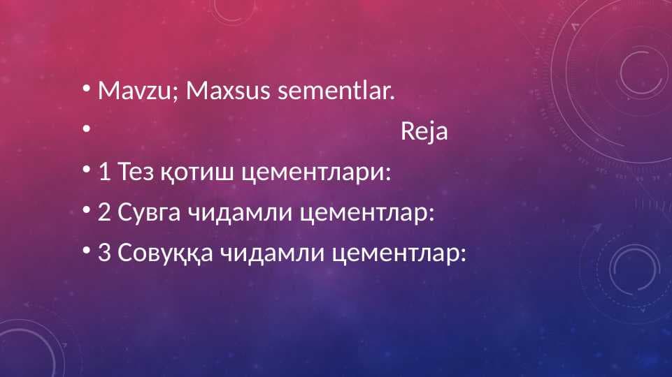 Maxsus sementlar