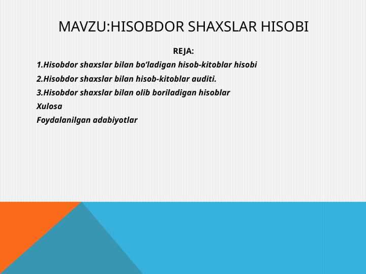 Hisobdor shaxslar hisobI