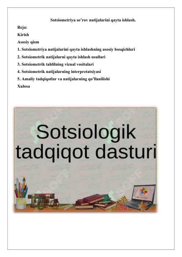 Sotsiometriya so'rov natijalarini qayta ishlash.25