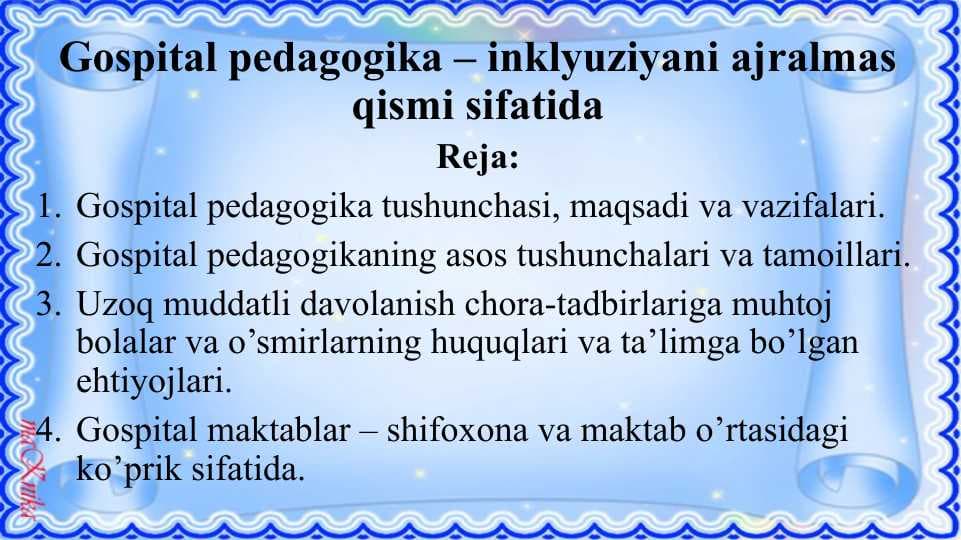 Gospital pedagogika – inklyuziyani ajralmas qismi sifatida
