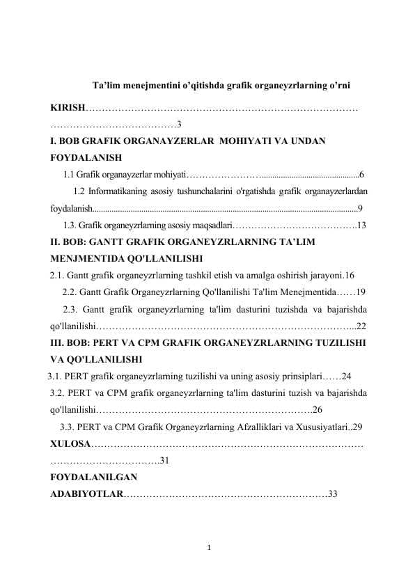Ta’lim menejmentini o’qitishda grafik organeyzrlarning o’rni