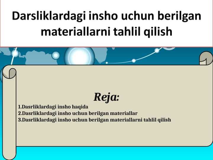 Darsliklardagi insho uchun berilgan materiallarni tahlil qilish