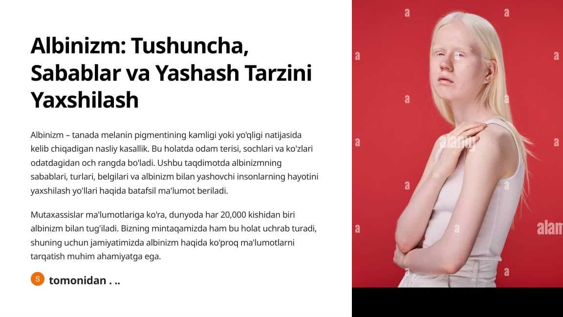 Albinizm Tushuncha, Sabablar va Yashash Tarzini Yaxshilash