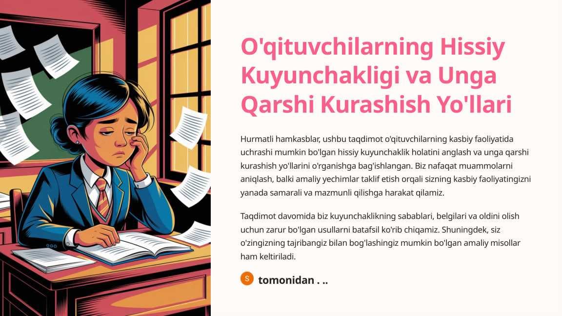 O'qituvchilarning Hissiy Kuyunchakligi va Unga Qarshi Kurashish Yo'llari