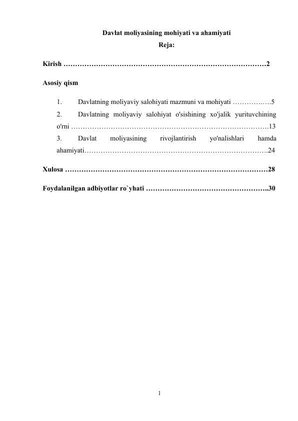 Davlat moliyasining mohiyati va ahamiyati
