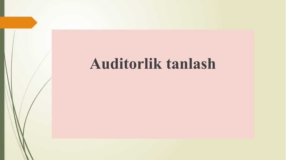 Auditorlik tanlash