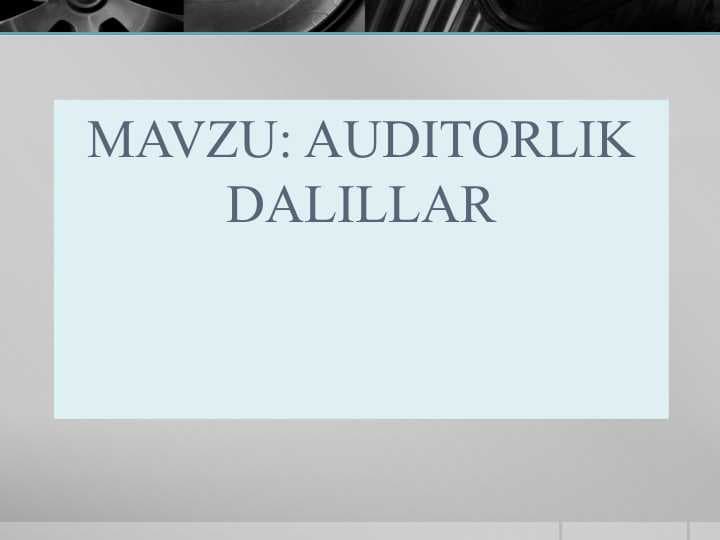 AUDITORLIK DALILLAR