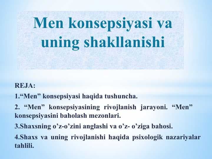 Mеn konsеpsiyasi vа uning shаkllаnishi