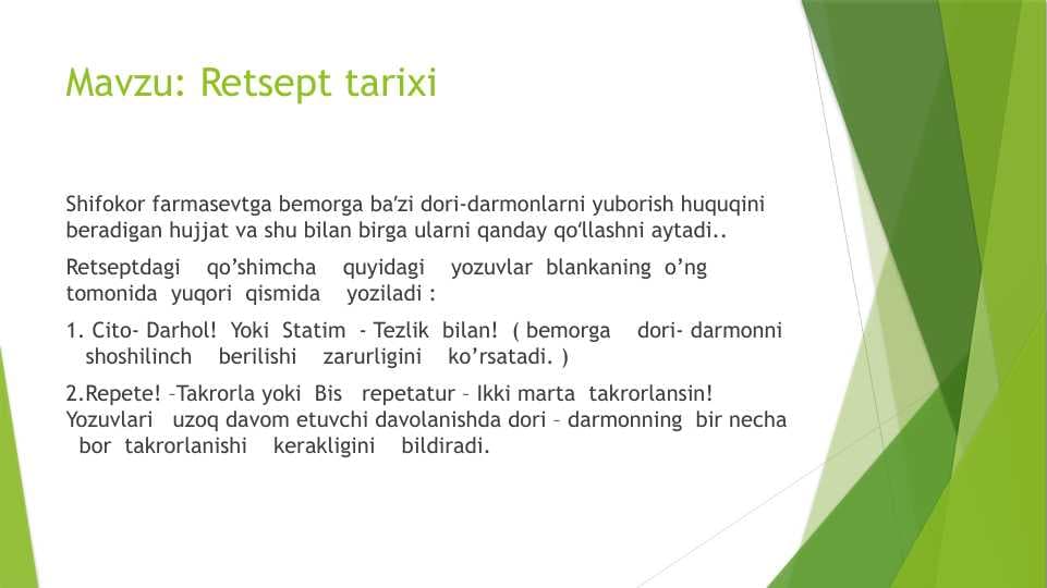 Retsept tarixi