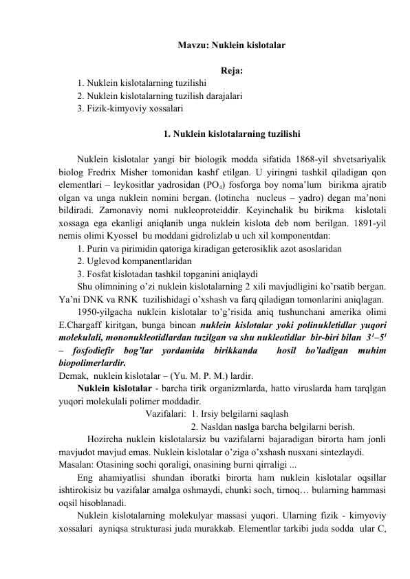 Nuklein kislotalar