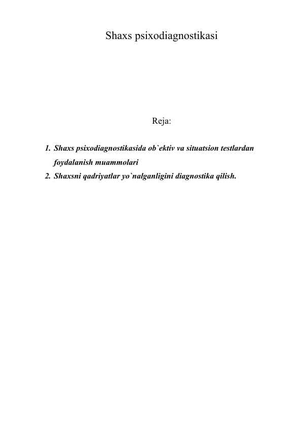 Shaxs psixodiagnostikasi