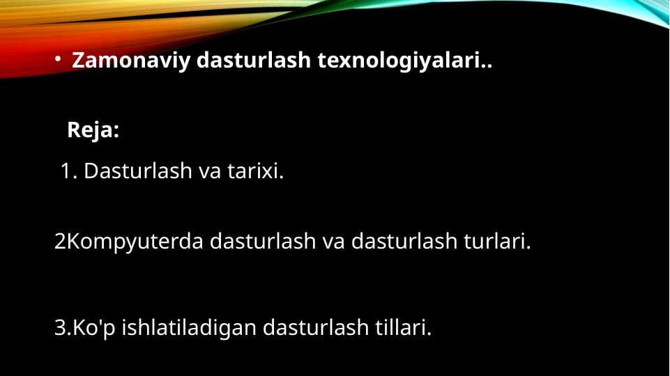 Zamonaviy dasturlash texnologiyalari